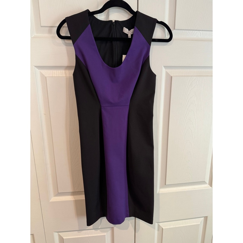 NEW Robert Rodriguez Black & Purple Sleeveless Colorblock Sheath Dress